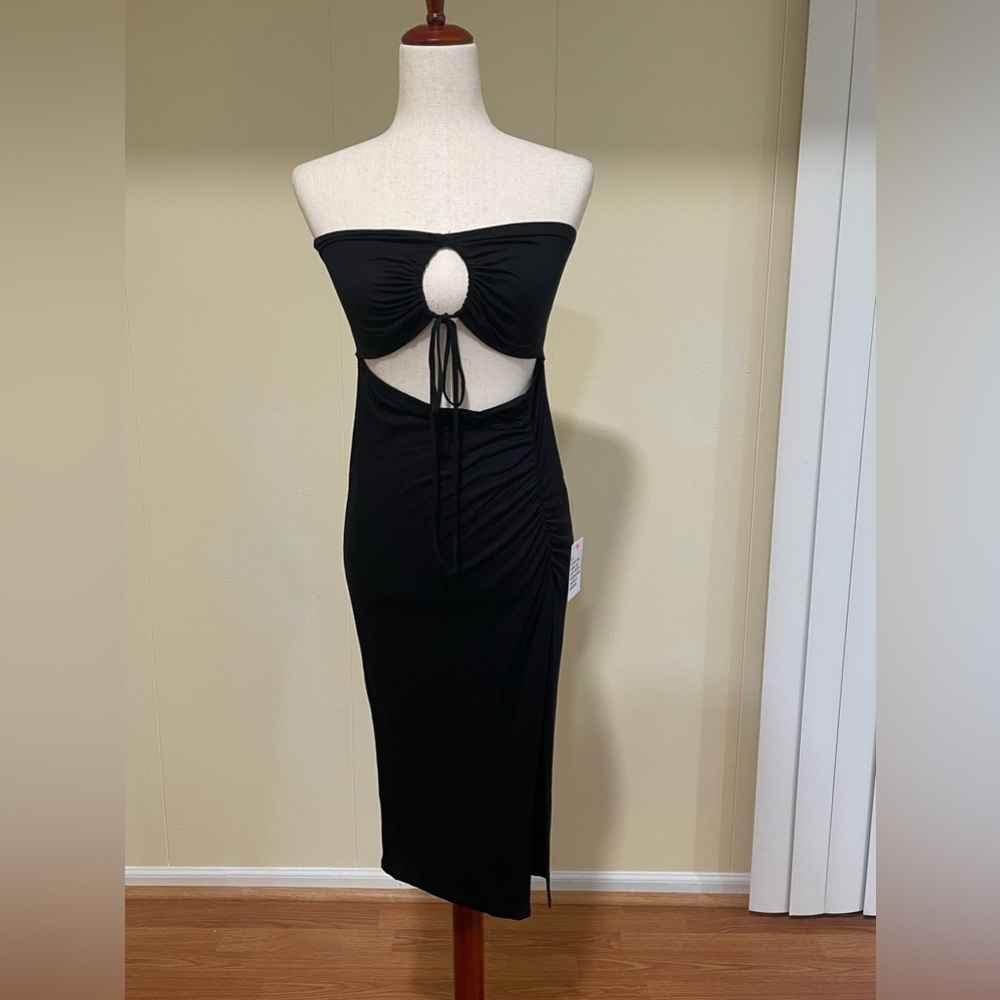 ASOS Strapless Cutout Midi Dress Black U.S. Size 6